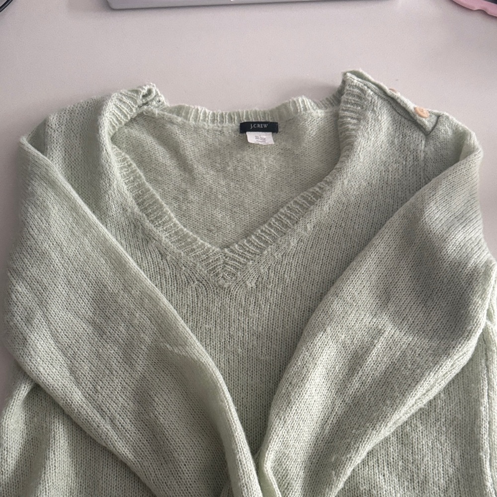 J. Crew Mint V-Neck Sweater